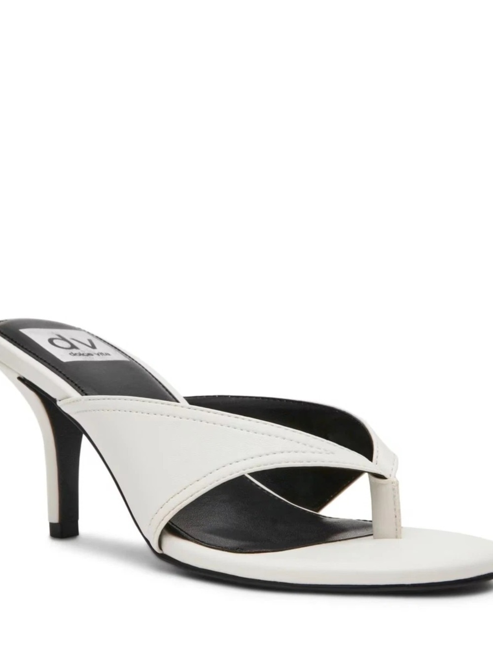 DV by Dolce Vita White Leather Thong-Heel Sandals